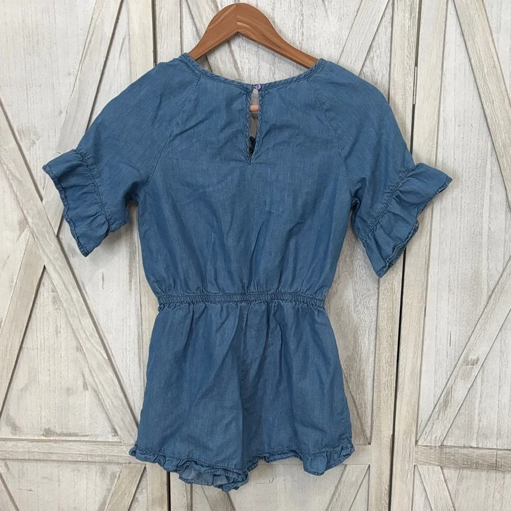 Blue Lace-Up Justice Chambray Romper